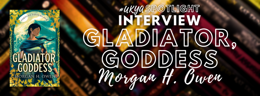 Title in white on blurred image of black, red, and gold book spines next to image of teal and gold book cover