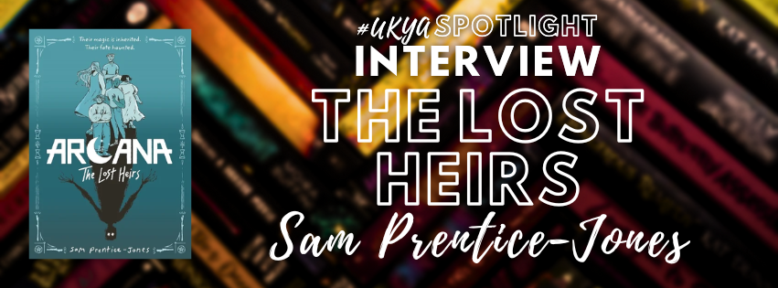 Title in white on black, red, and gold box spines next to image of blue book cover