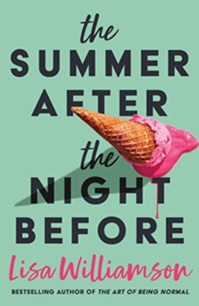 Book cover for THE SUMMER AFTER THE NIGHT BEFORE: title in black on green with a dropped ice cream cone