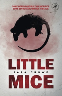 Book cover for LITTLE MICE: title in red on pinkish grey below a silhouette of a curled up mouse
